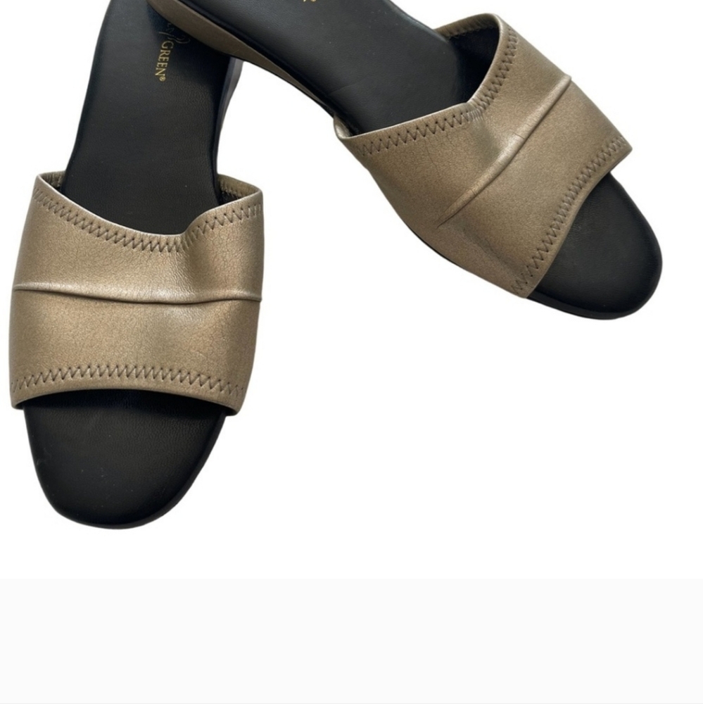 Daniel Green Dormie Metallic Pewter Faux Leather Slipper Flats. Size 7 narrow